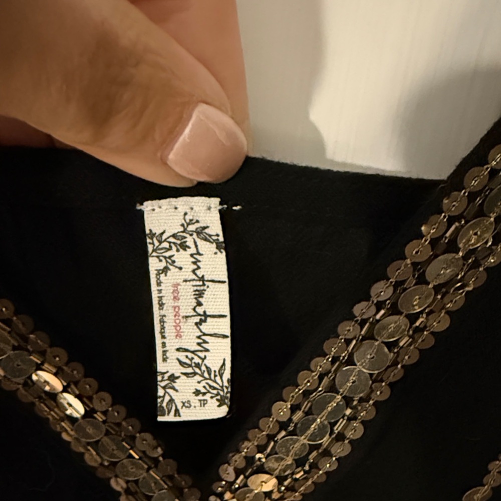 Free People Black Sequin Mini Dress - Picture 2 of 2